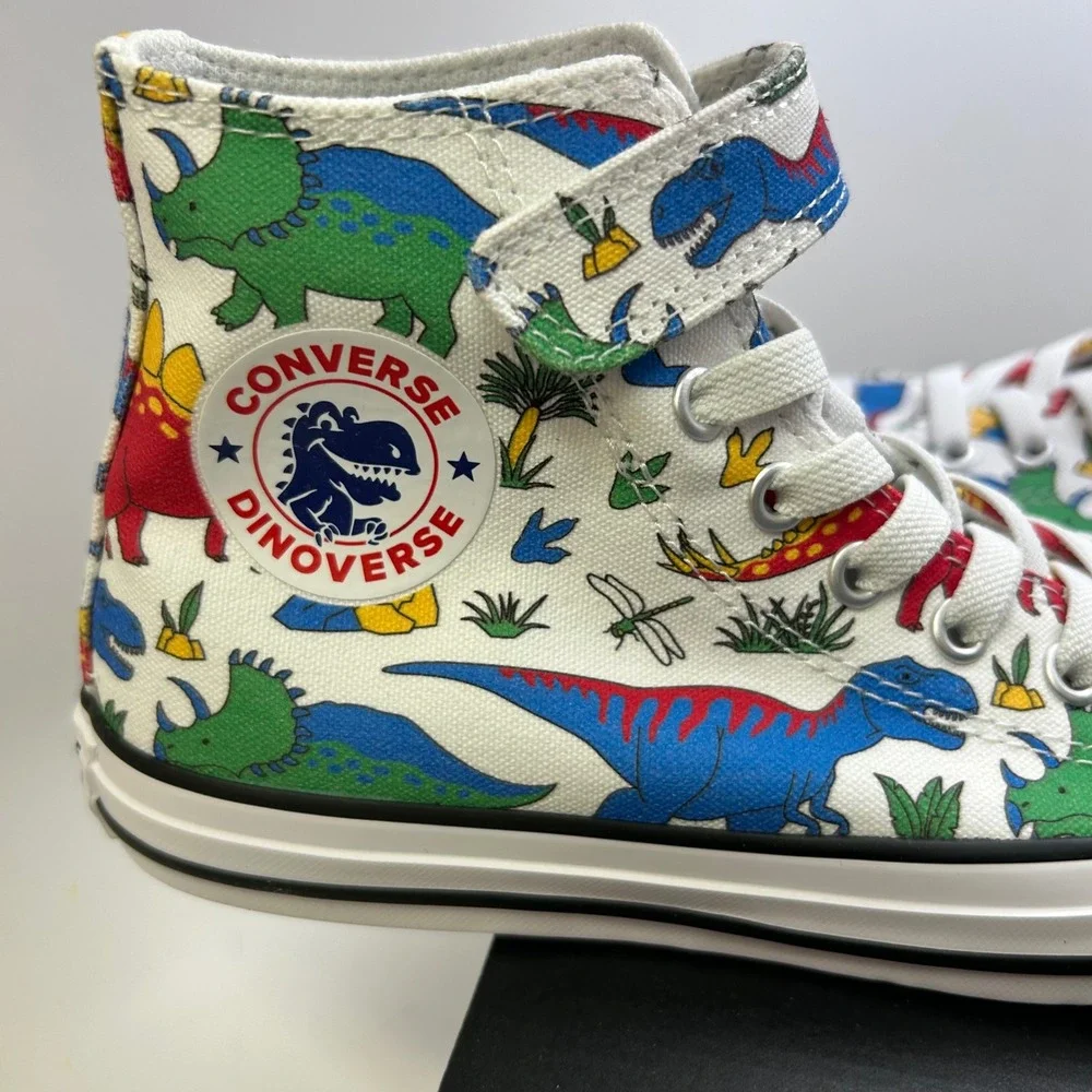 Converse Chuck Taylor‎ All Star Dinoverse Kids High Top Shoes Size 2  White